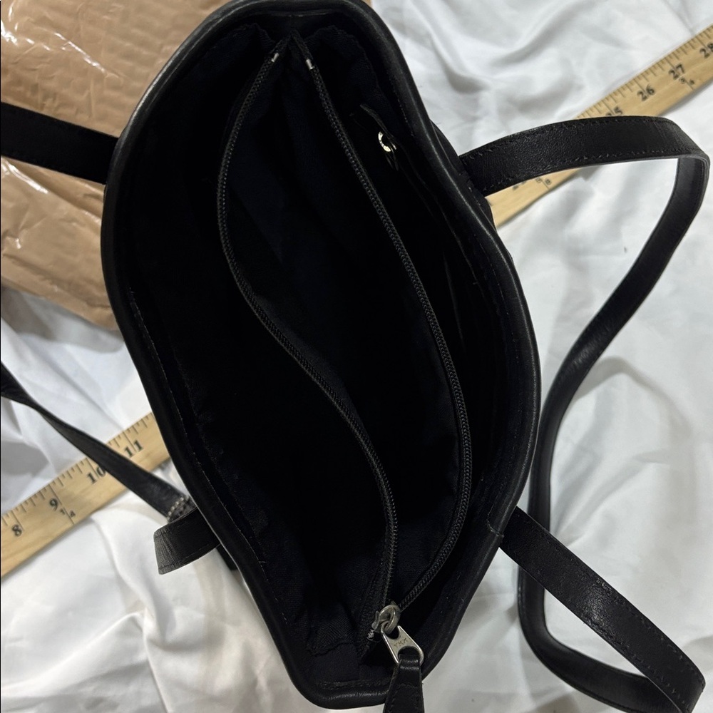 Coach New York Neoprene Tote Bag Black Leather Trim Center Zip Purse - Picture 8 of 11